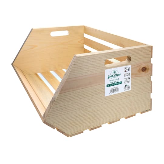 Good Wood by Leisure Arts&#xAE; 18&#x22; Open Front Wood Crate